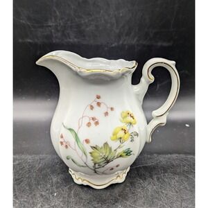 Vintage Mitterteich Bavaria Flandre 12oz Floral Flower Pitcher 4.5" Germany